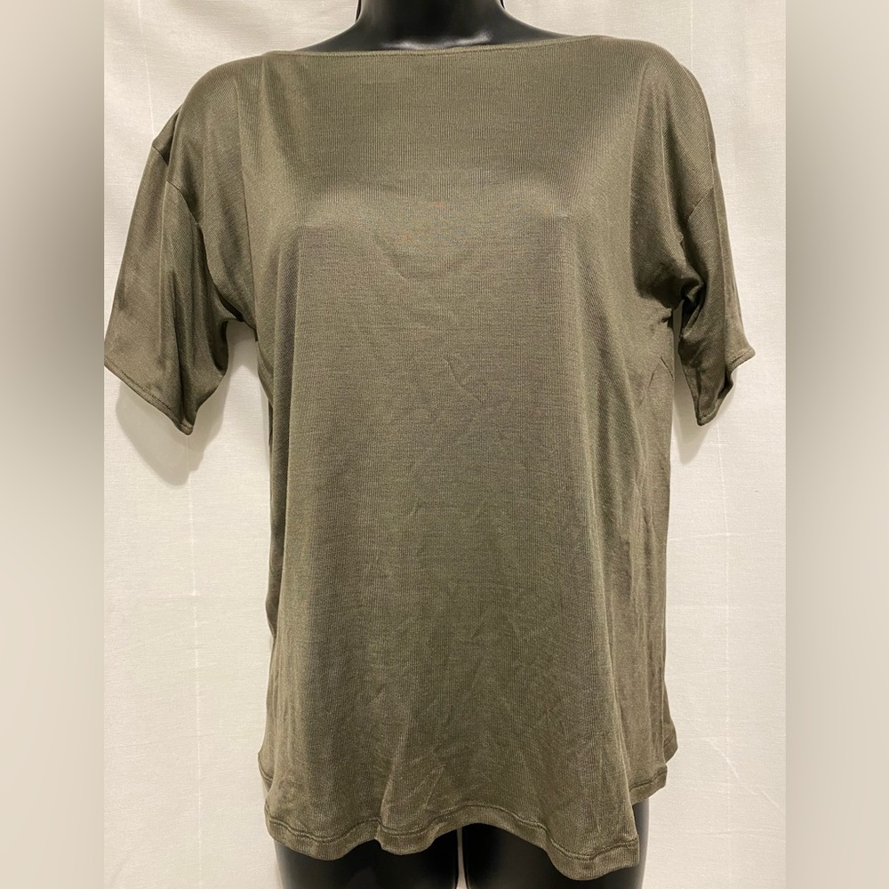 Helmut Lang Army Green Silk Top